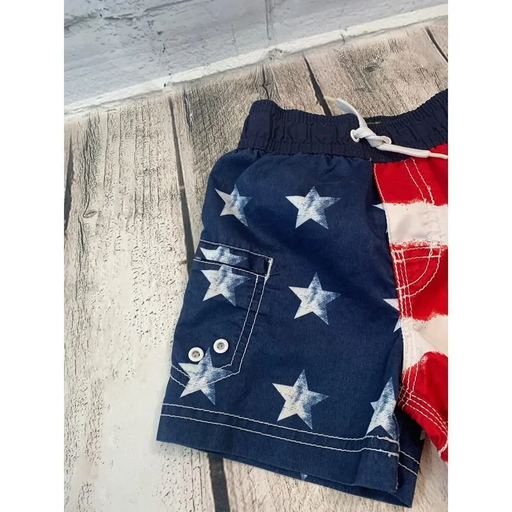 THE CHILDREN’S PLACE Boy’s Drawstring Patriotic Swim Trunks / Size: 6-9 Months